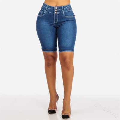 Shorts jean  en denim pour femmes slim fit bride couleur unie