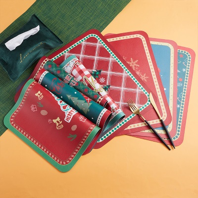 Tapis de table Décoration de Noël Isolation thermique en cuir synthétique