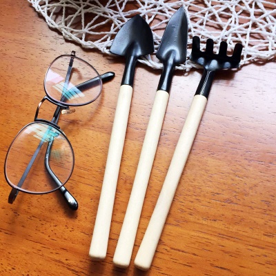 RONGXIN Outils de jardin 3 pièces mini manche en bois en acier
