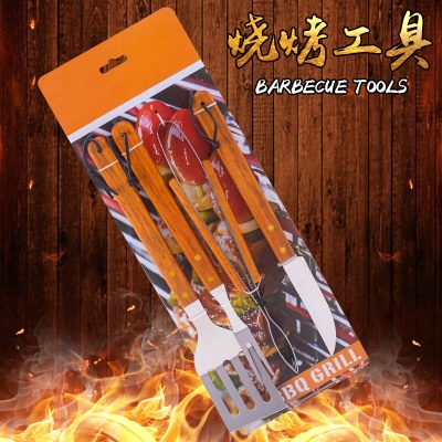 JIAMEIHUA Set de quatre pièces de couverts avec manche en bois en acier inoxydable Clip fourche Spatule