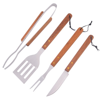 JIAMEIHUA Set de quatre pièces de couverts avec manche en bois en acier inoxydable Clip fourche Spatule