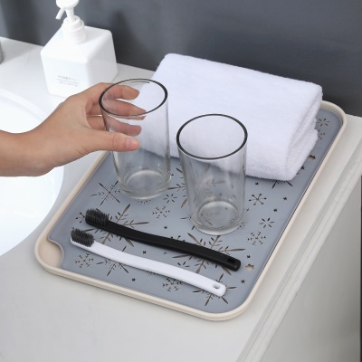 AOXI Plateau de service à thé rectangulaire en plastique avec motif de neige