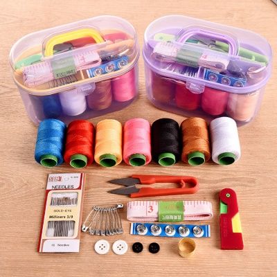 OUTUOU boîte de couture et de fil Set de 10 pièces double couche de coton de couleur fil