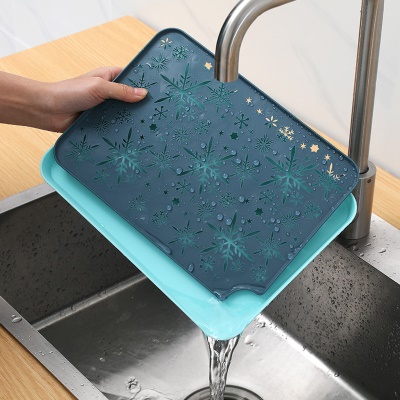 AOXI Plateau de service à thé rectangulaire en plastique avec motif de neige