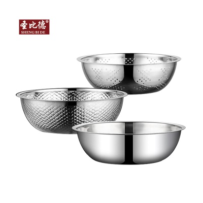 SHENGBIDE Set de 3 pièces en acier inoxydable poli de récipient d'égouttage