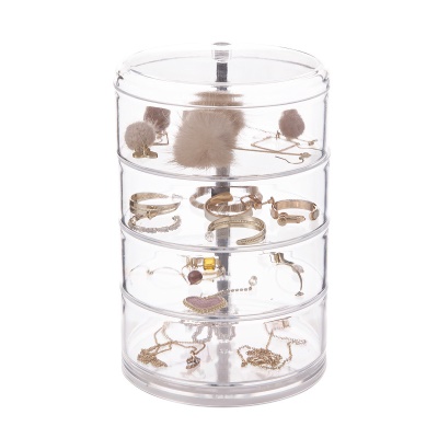 Boîte de rangement  à bijoux à 4 étages rotative en plastique transparent