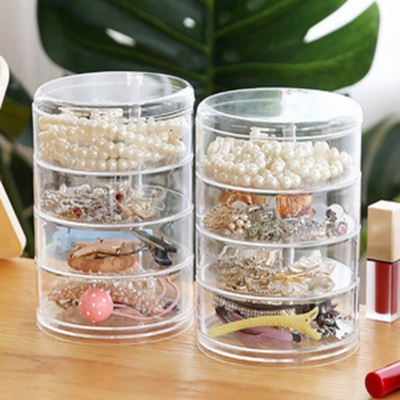 Boîte de rangement  à bijoux à 4 étages rotative en plastique transparent