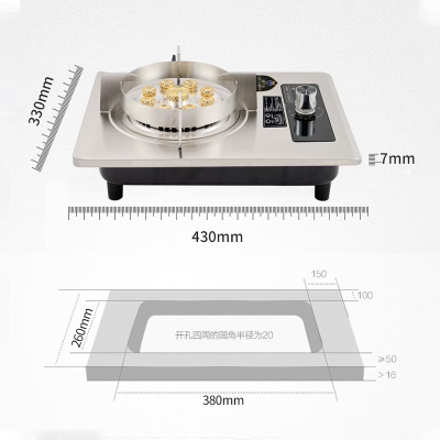 Cuisinière à gaz en acier inoxydable Cuisinière unique Gaz naturel liquéfié