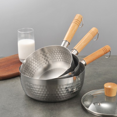 Casserole de style japonais manche en bois en acier inoxydable