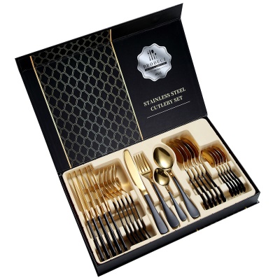Set de 24 pièces de couteau, fourchette et cuillère à manger occidental 1010 repas en acier inoxydable