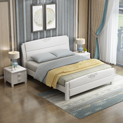 Lit double en bois massif moderne et minimaliste