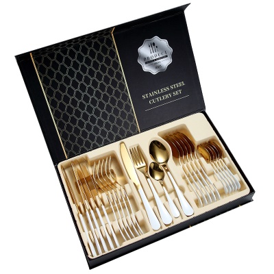 Set de 24 pièces de couteau, fourchette et cuillère à manger occidental 1010 repas en acier inoxydable