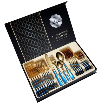 Set de 24 pièces de couteau, fourchette et cuillère à manger occidental 1010 repas en acier inoxydable