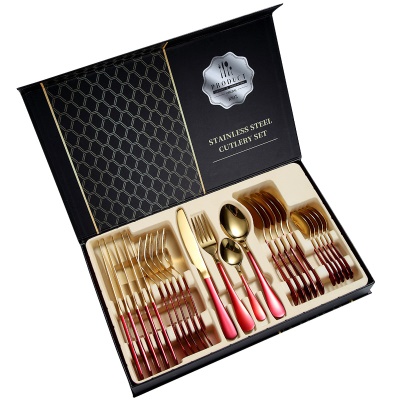 Set de 24 pièces de couteau, fourchette et cuillère à manger occidental 1010 repas en acier inoxydable