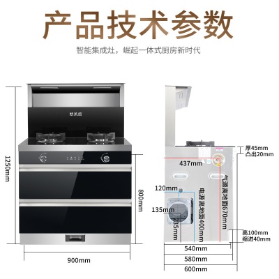 Cuisinière à gaz intégré intelligente Grande capacité
