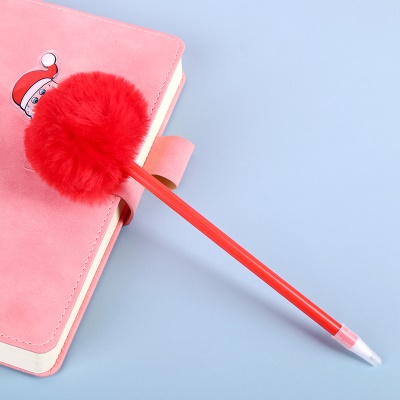 Stylo à bille avec boule de cheveux multicolore