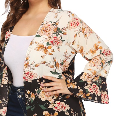 Manteau solaire long cardigan à manches feuille de lotus