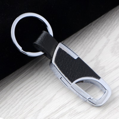 Porte-clés métallique avec cuir  pour clés de voiture