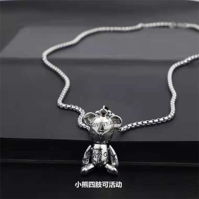 Collier chaine à motif d'ourson  pour homme