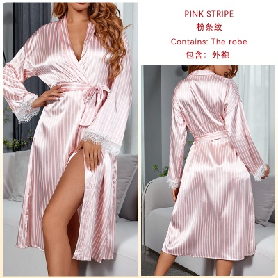 Robe de nuit longue et respirante avec cardigan en dentelle