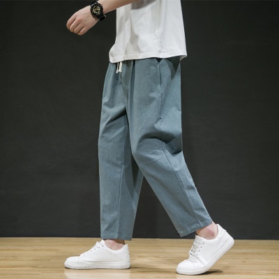 Pantalon homme en lin et coton Pantalon ample jambes larges