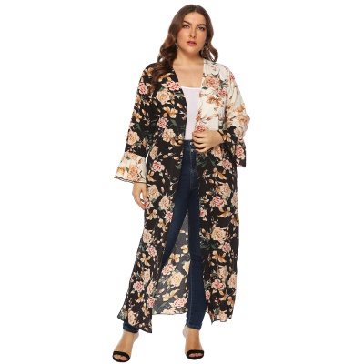 Manteau solaire long cardigan à manches feuille de lotus
