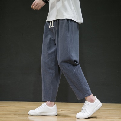 Pantalon homme en lin et coton Pantalon ample jambes larges