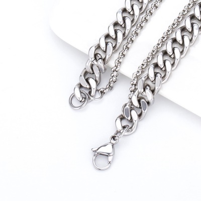 Collier croix en acier titane vintage double couche chaine  pour hommes