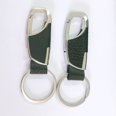Porte-clés métallique avec cuir  pour clés de voiture