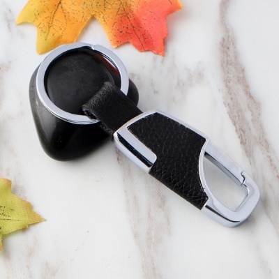 Porte-clés métallique avec cuir  pour clés de voiture