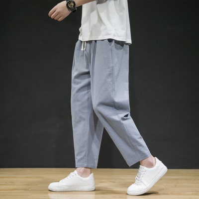 Pantalon homme en lin et coton Pantalon ample jambes larges