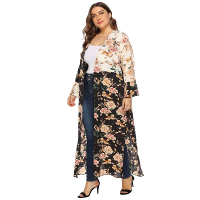 Manteau solaire long cardigan à manches feuille de lotus