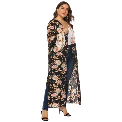 Manteau solaire long cardigan à manches feuille de lotus