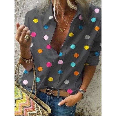 Chemise chaîne à revers manches longues femme