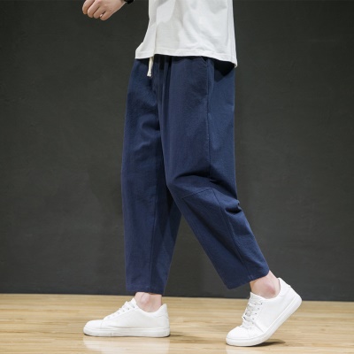 Pantalon homme en lin et coton Pantalon ample jambes larges
