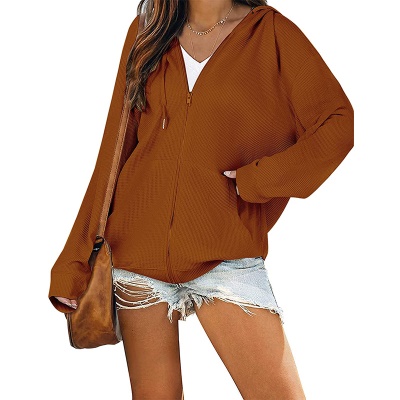 Sweat à capuche avec fermeture et manches longues femme