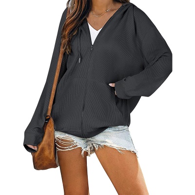 Sweat à capuche avec fermeture et manches longues femme