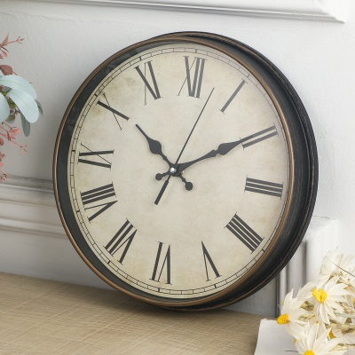 Horloge murale numérique de 12 pouces vintage brossé or