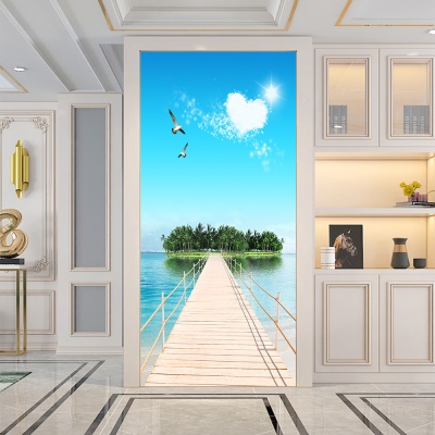 Papier peint de porte paysage autocollant amovible décoratif