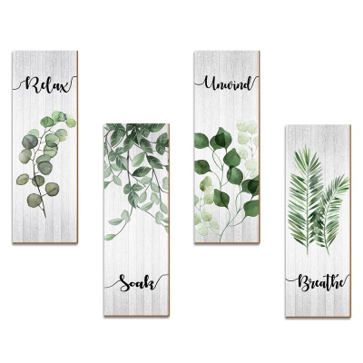 Pendentif mural en bois décoratif vert à motif de plantes