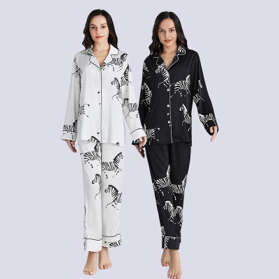 Pyjama cardigan fin manches longues en soie