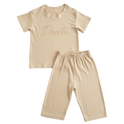 Ensemble de t-shirt parent-enfant en soie de glace couleur unie sans os manteau d'automne