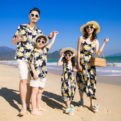 Robe de plage robe  fleurie pour maman et enfant