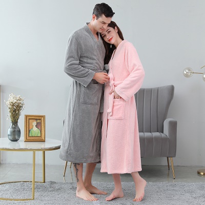 Peignoir en polaire corail absorbant Robe de chambre pour couple