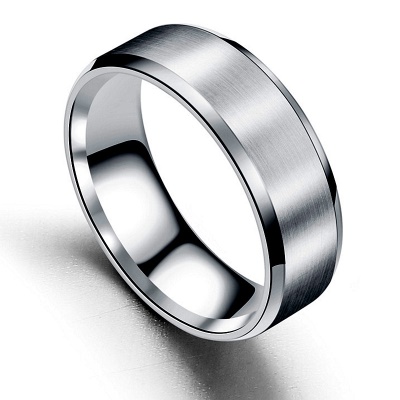 Bague Anneau  en acier inoxydable Acier titane noir