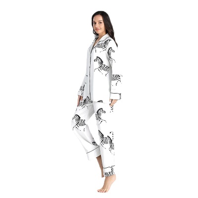 Pyjama cardigan fin manches longues en soie