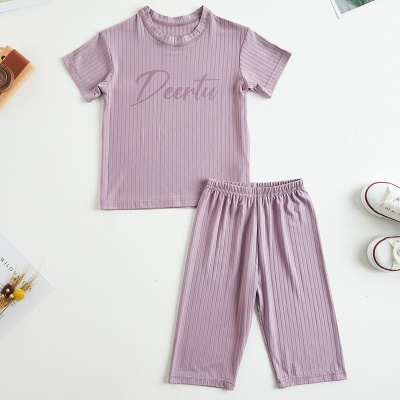 Ensemble de t-shirt parent-enfant en soie de glace couleur unie sans os manteau d'automne