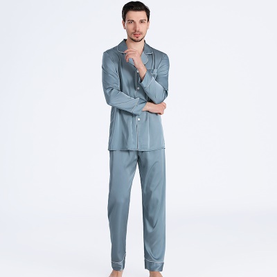 Pyjama mince manches longues en soie pour hommes