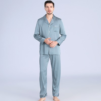 Pyjama mince manches longues en soie pour hommes