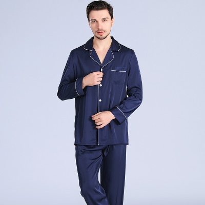 Pyjama mince manches longues en soie pour hommes